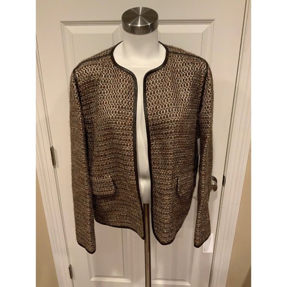 Lafayette 148 New York Bronze Tweed Wool Jacket, Size L, NWT! $798 - Picture 1 of 9